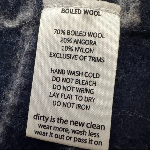 Horny Toad wool angora blend Orange and Blue Striped hoodie Cardigan sweater - Picture 6 of 6